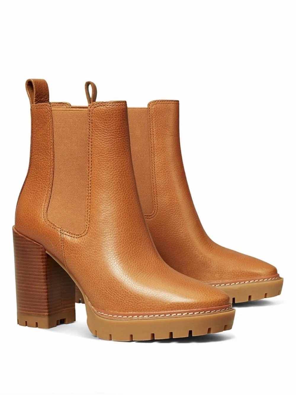 Tory Burch Camel Lug Ankle Boots